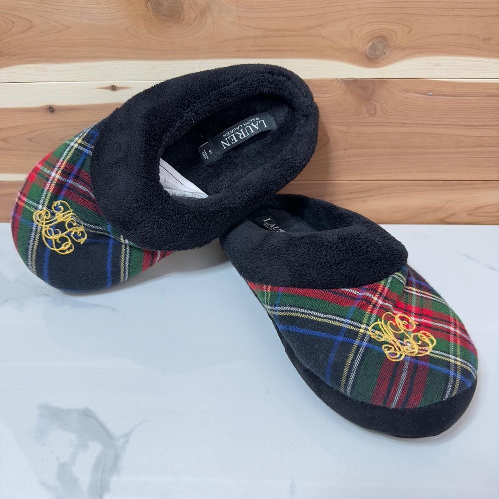 Lauren Ralph‎ Lauren Women's embroidered Gold Logo Slippers Size S